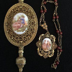 1950’s Fragonard Mirror and Necklace